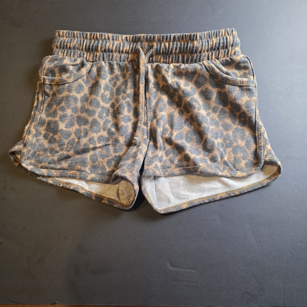 Girls' Leopard Print Cozy Lounge Shorts - Brown